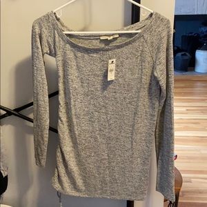 Grey cozy off the shoulder Express top NWT XS